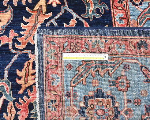 9x12 Blue Aryana Afghan Hand Knotted Veg Dye Wool Area Rug